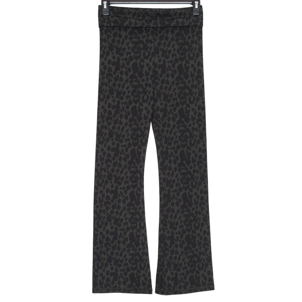 Victorias Secret Fold Over Waist Yoga Pants Leopard Gray Flare Y2K Athleisure 8